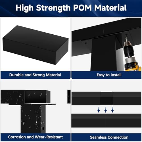 2 Pack Handrail Connector, 120mm x 56mm x 26mm, Black, POM Material, Polished Finish, Ideal for ZBuildMars 60x30mm Stainless Steel Handrails