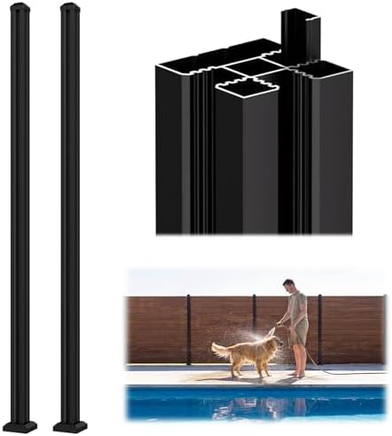 3 Pack 6FT 3-Way Aluminum Fence Post, 1.8mm Thick Walls &amp; 10mm Base, Matte Black Wood Fence Post, Rustproof &amp; Weather-Resistant for Outdoor Privacy Panels