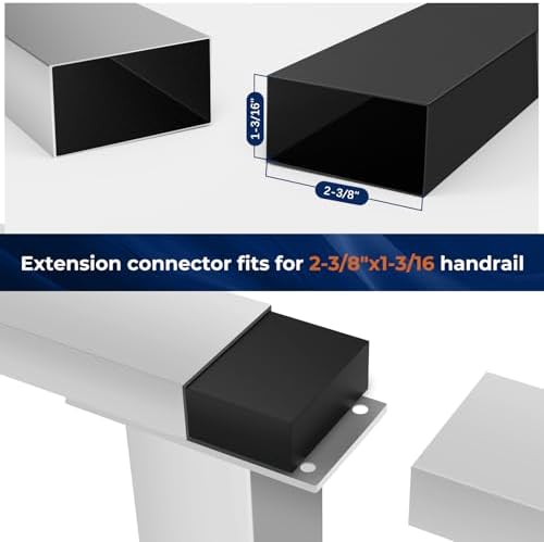 2 Pack Handrail Connector, 120mm x 56mm x 26mm, Black, POM Material, Polished Finish, Ideal for ZBuildMars 60x30mm Stainless Steel Handrails